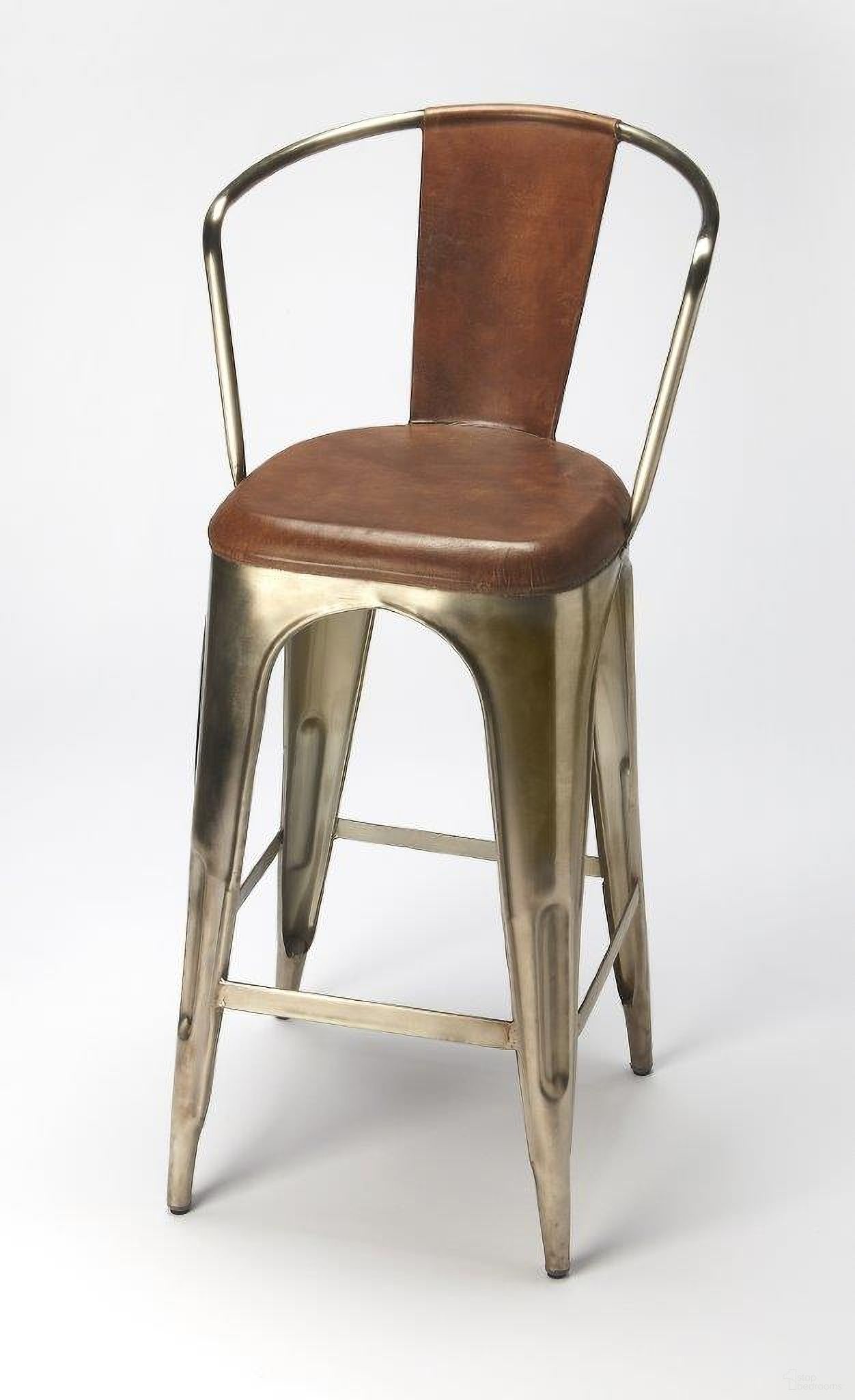 The appearance of Butler Roland Iron and Leather Barstool designed by Butler Specialty Company in the modern / contemporary interior design. This medium brown piece of furniture was selected by 1StopBedrooms from Industrial Chic Collection to add a touch of cosiness and style into your home. Sku: 6130344. Material: Iron.