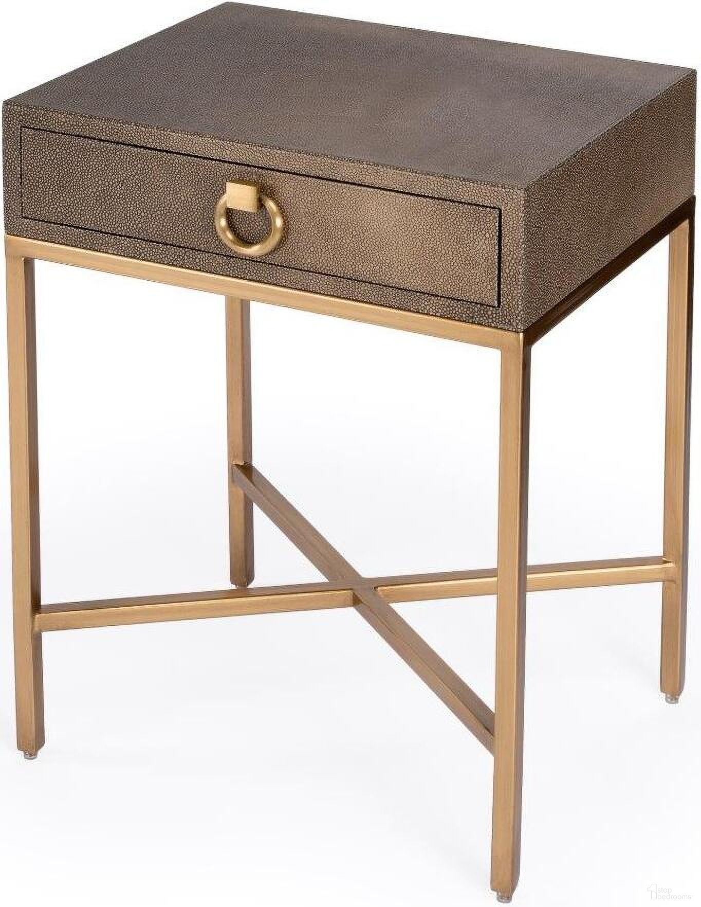 The appearance of Butler Sullia One Drawer End Table designed by Butler Specialty Company in the modern / contemporary interior design. This gold piece of furniture  was selected by 1StopBedrooms from Sullia Collection to add a touch of cosiness and style into your home. Sku: 5591350. Material: Leather.