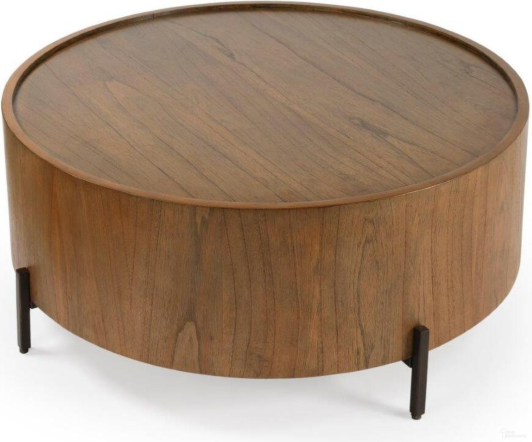 The appearance of Butler Tori Round Coffee Table In Medium Brown designed by Butler Specialty Company in the transitional interior design. This medium brown piece of furniture  was selected by 1StopBedrooms from Masterpiece Collection to add a touch of cosiness and style into your home. Sku: 5514274. Material: MDF.