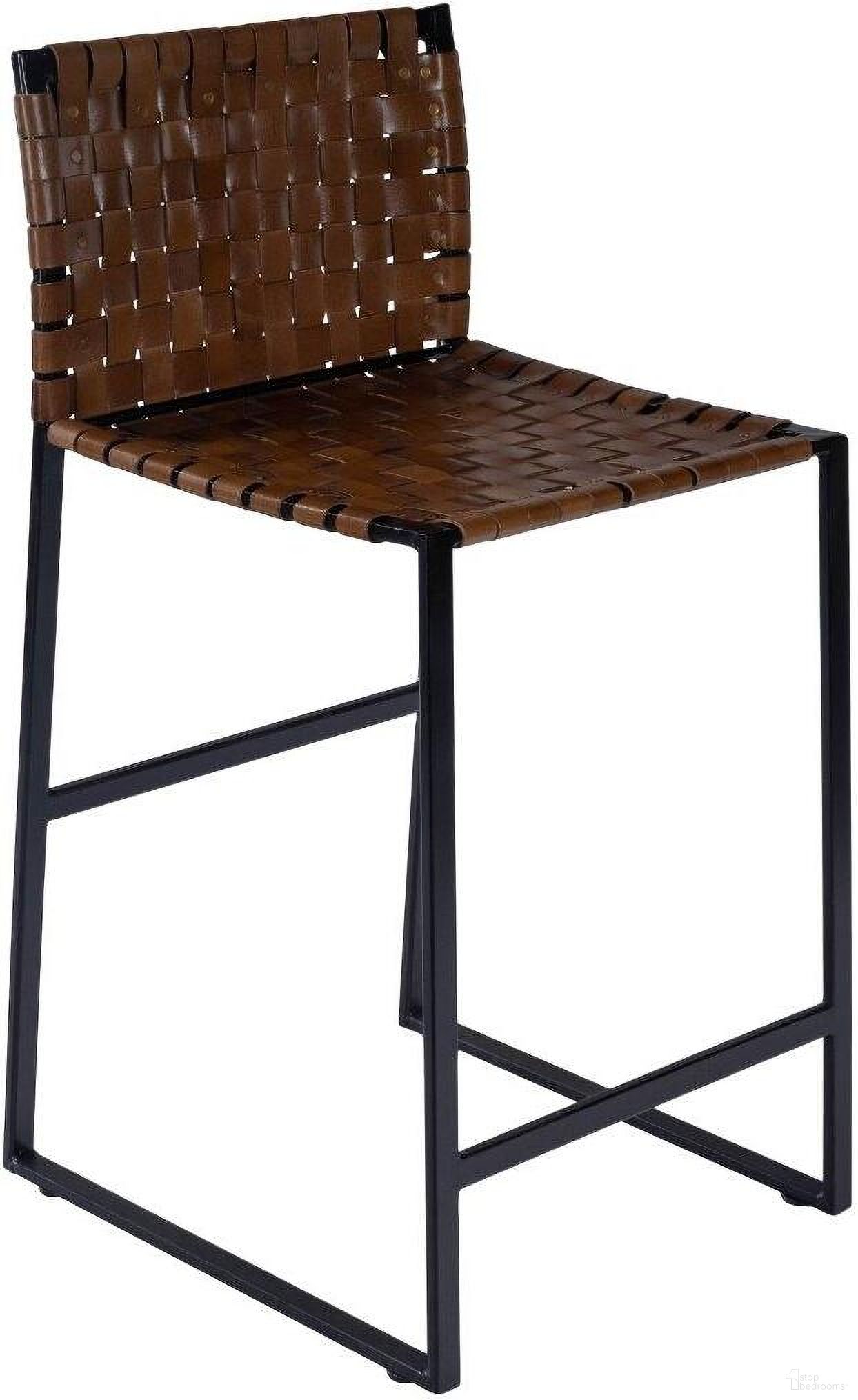 The appearance of Butler Urban Brown Woven Leather Counter Stool designed by Butler Specialty Company in the transitional interior design. This medium brown piece of furniture  was selected by 1StopBedrooms from Industrial Chic Collection to add a touch of cosiness and style into your home. Sku: 5446344. Material: Iron.