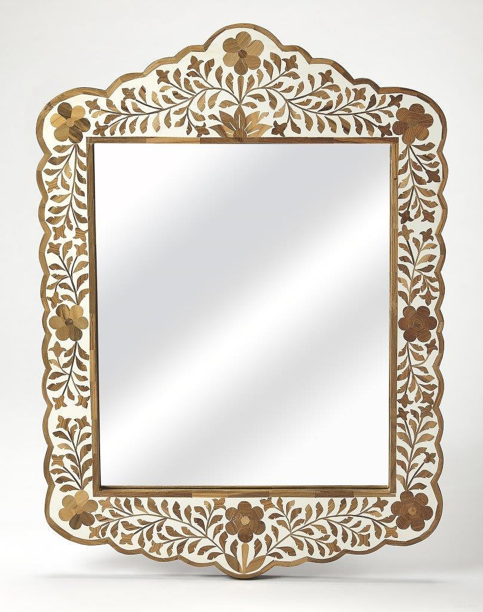 The appearance of Butler Vivienne Wood and Bone Inlay Wall Mirror designed by Butler Specialty Company in the traditional interior design. This light brown piece of furniture  was selected by 1StopBedrooms from Bone Inlay Collection to add a touch of cosiness and style into your home. Sku: 3451338. Material: Wood.