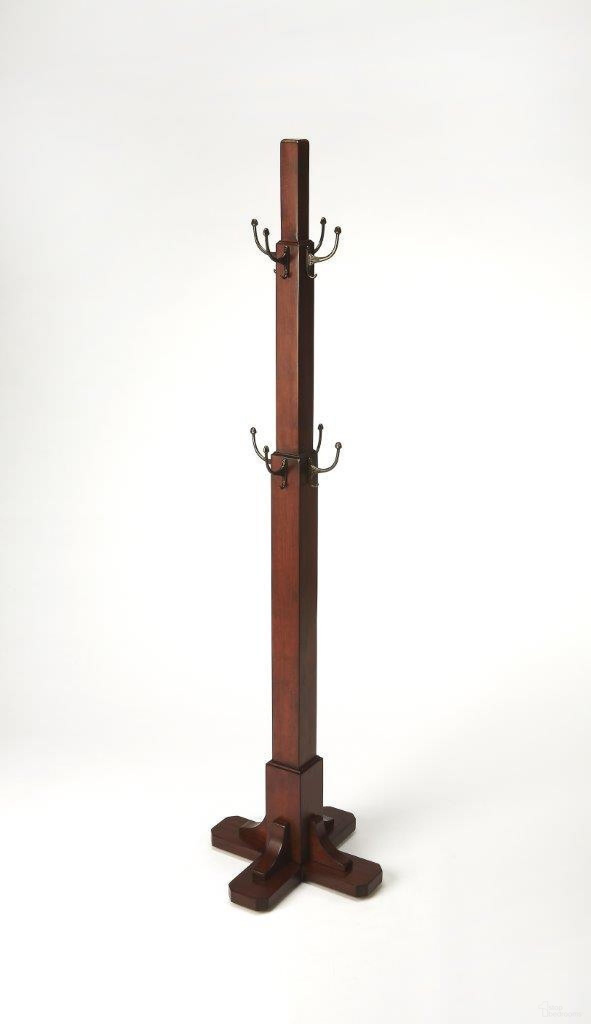 The appearance of Butler Webster Antique Cherry Coat Rack/Tree designed by Butler Specialty Company in the transitional interior design. This cherry piece of furniture was selected by 1StopBedrooms from Masterpiece Collection to add a touch of cosiness and style into your home. Sku: 4114011. Material: Wood.