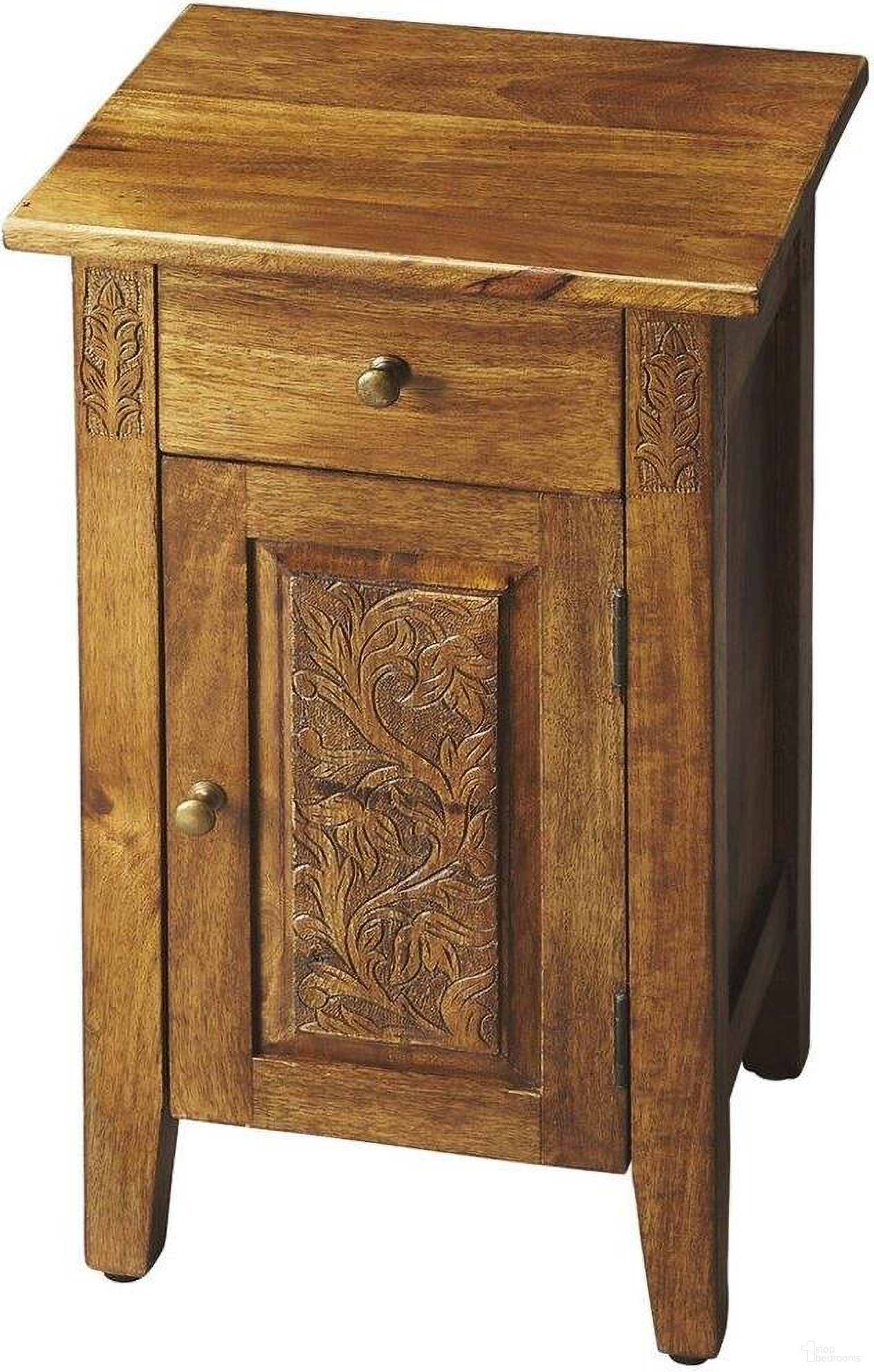 The appearance of Butler Webster Hand Carved Chairside Chest designed by Butler Specialty Company in the transitional interior design. This brown piece of furniture  was selected by 1StopBedrooms from Artifacts Collection to add a touch of cosiness and style into your home. Sku: 1841290. Material: Wood.