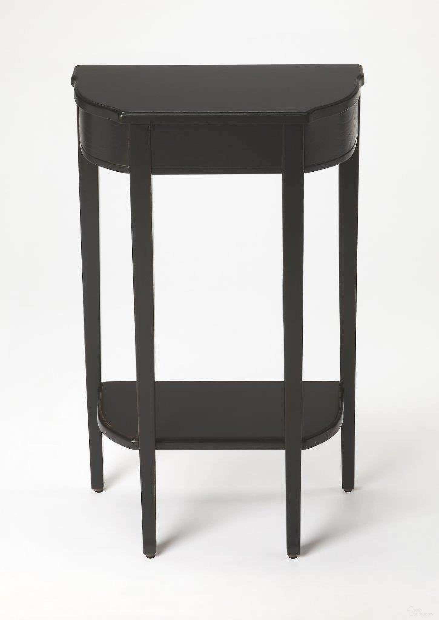 The appearance of Butler Wendell Black Licorice Console Table designed by Butler Specialty Company in the transitional interior design. This black piece of furniture  was selected by 1StopBedrooms from Masterpiece Collection to add a touch of cosiness and style into your home. Sku: 3009111. Material: Rubberwood.
