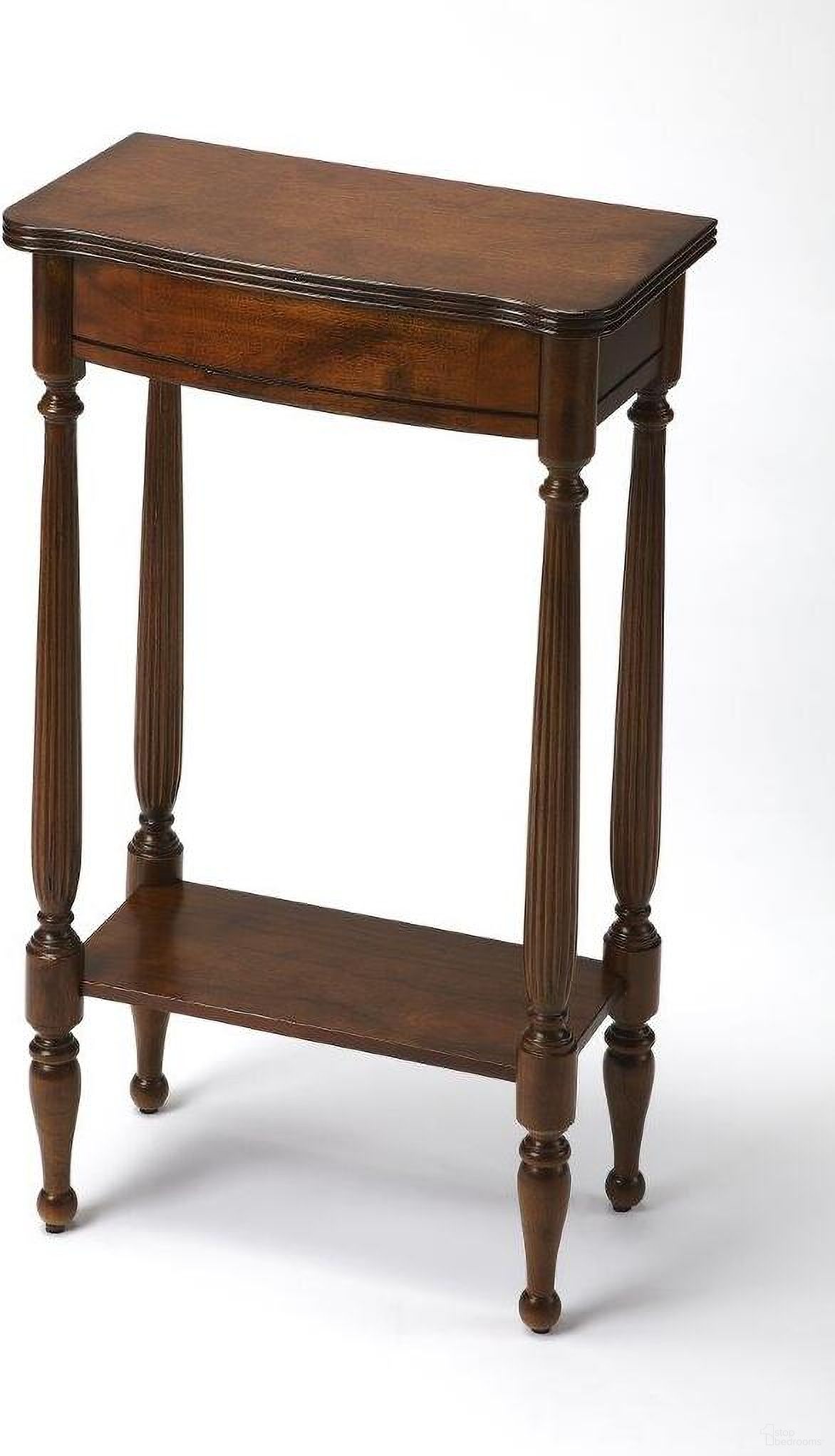 The appearance of Butler Whitney Antique Cherry Console Table designed by Butler Specialty Company in the transitional interior design. This medium brown piece of furniture was selected by 1StopBedrooms from Masterpiece Collection to add a touch of cosiness and style into your home. Sku: 3011011. Material: Rubberwood.