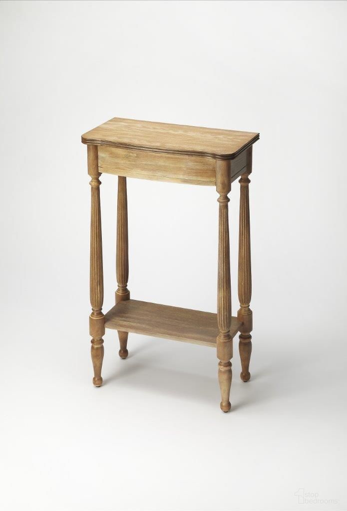 The appearance of Butler Whitney Driftwood Console Table designed by Butler Specialty Company in the transitional interior design. This gray piece of furniture  was selected by 1StopBedrooms from Masterpiece Collection to add a touch of cosiness and style into your home. Sku: 3011247. Material: Wood.