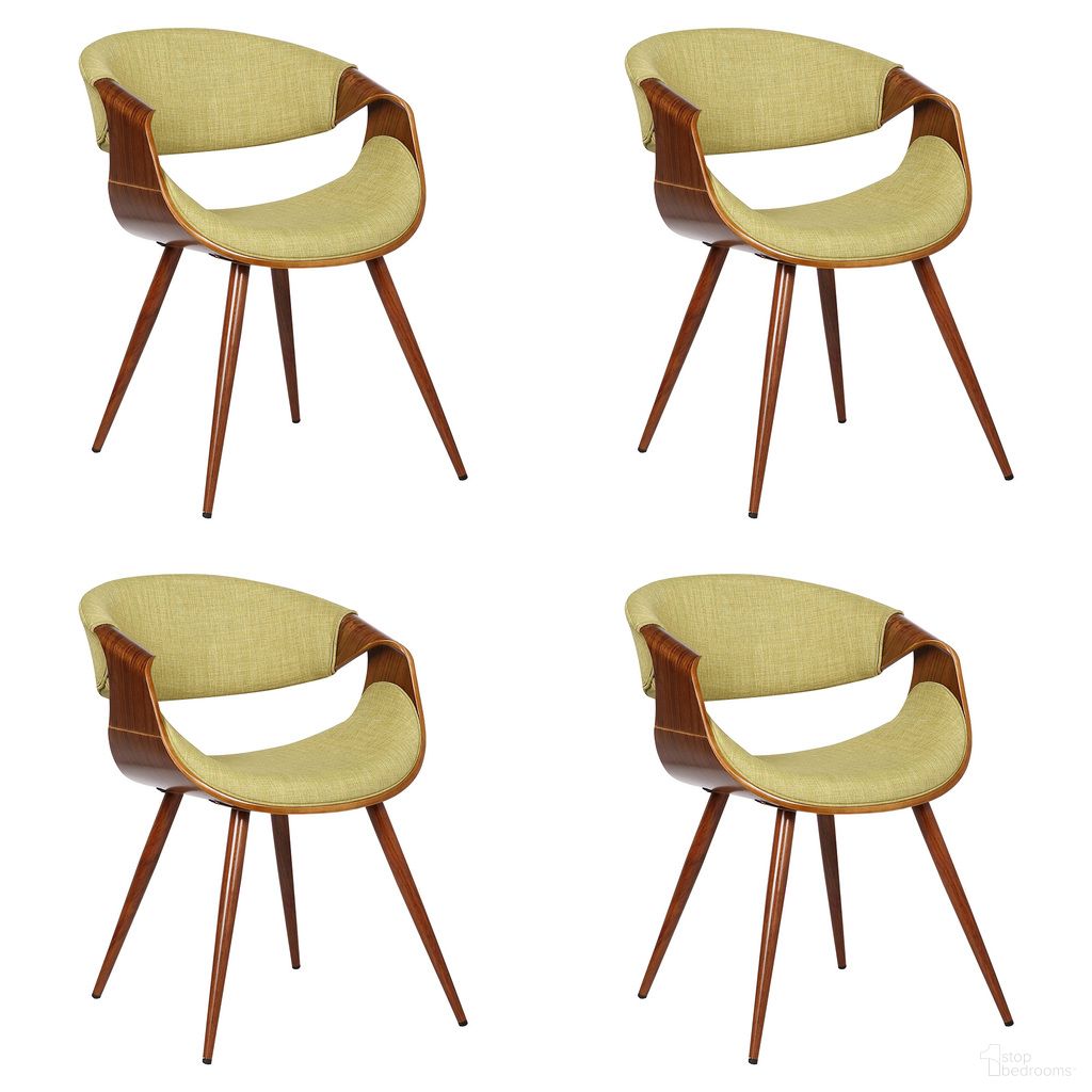 The appearance of Butterfly Dining Chair Set of 4 In Walnut and Green designed by Armen Living in the transitional interior design. This walnut and green piece of furniture was selected by 1StopBedrooms from Butterfly Collection to add a touch of cosiness and style into your home. Sku: LCBUCHWAGR;LCBUCHWAGR;LCBUCHWAGR;LCBUCHWAGR. Material: Fabric. Chair Type: Arm Chair.