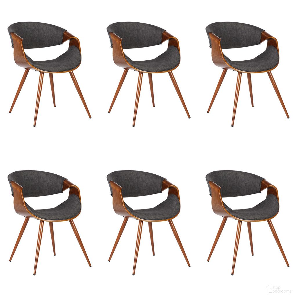 The appearance of Butterfly Dining Chair Set of 6 In Walnut and Charcoal designed by Armen Living in the transitional interior design. This walnut and charcoal piece of furniture  was selected by 1StopBedrooms from Butterfly Collection to add a touch of cosiness and style into your home. Sku: LCBUCHWACH;LCBUCHWACH;LCBUCHWACH;LCBUCHWACH;LCBUCHWACH;LCBUCHWACH. Material: Fabric. Chair Type: Arm Chair.
