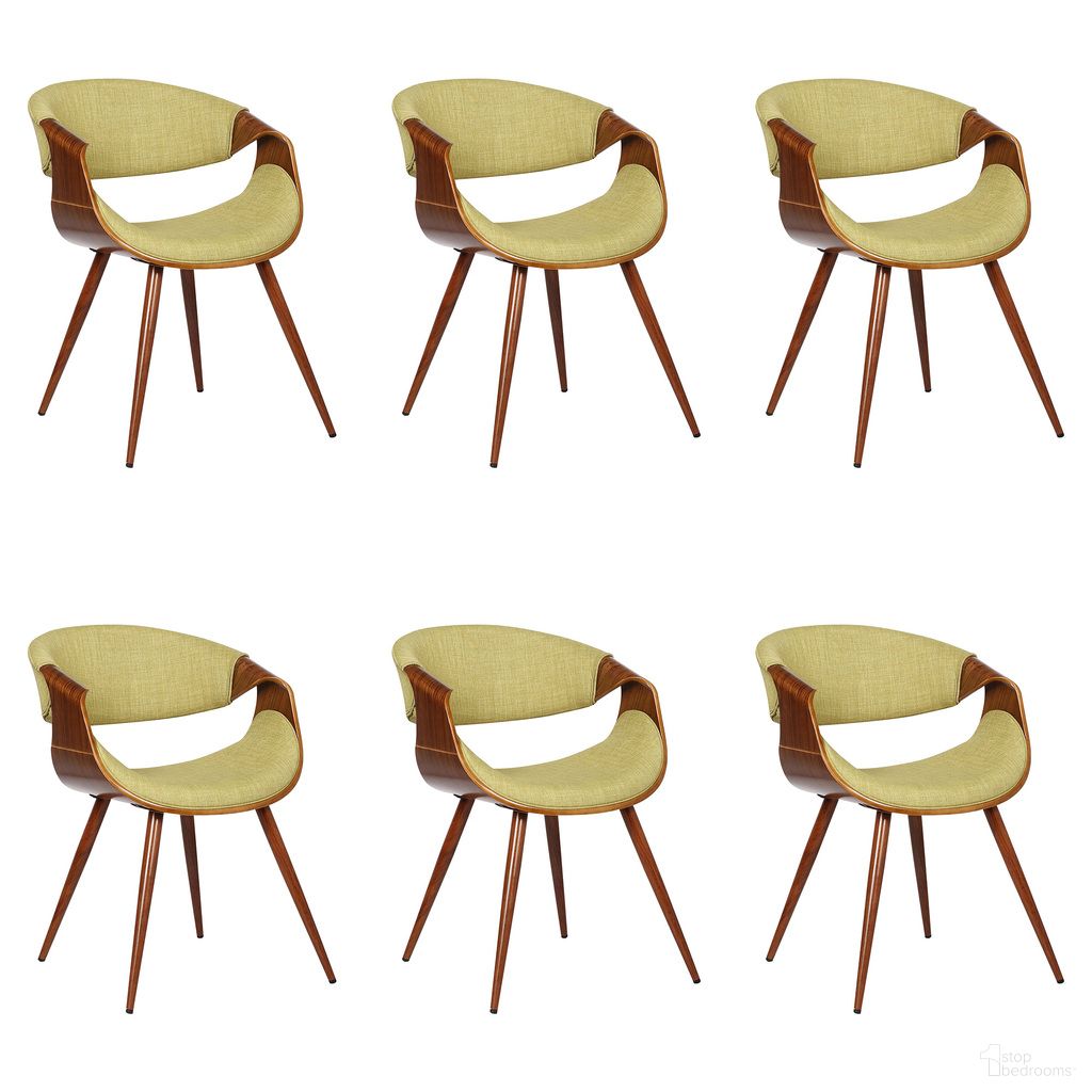 The appearance of Butterfly Dining Chair Set of 6 In Walnut and Green designed by Armen Living in the transitional interior design. This walnut and green piece of furniture was selected by 1StopBedrooms from Butterfly Collection to add a touch of cosiness and style into your home. Sku: LCBUCHWAGR;LCBUCHWAGR;LCBUCHWAGR;LCBUCHWAGR;LCBUCHWAGR;LCBUCHWAGR. Material: Fabric. Chair Type: Arm Chair.