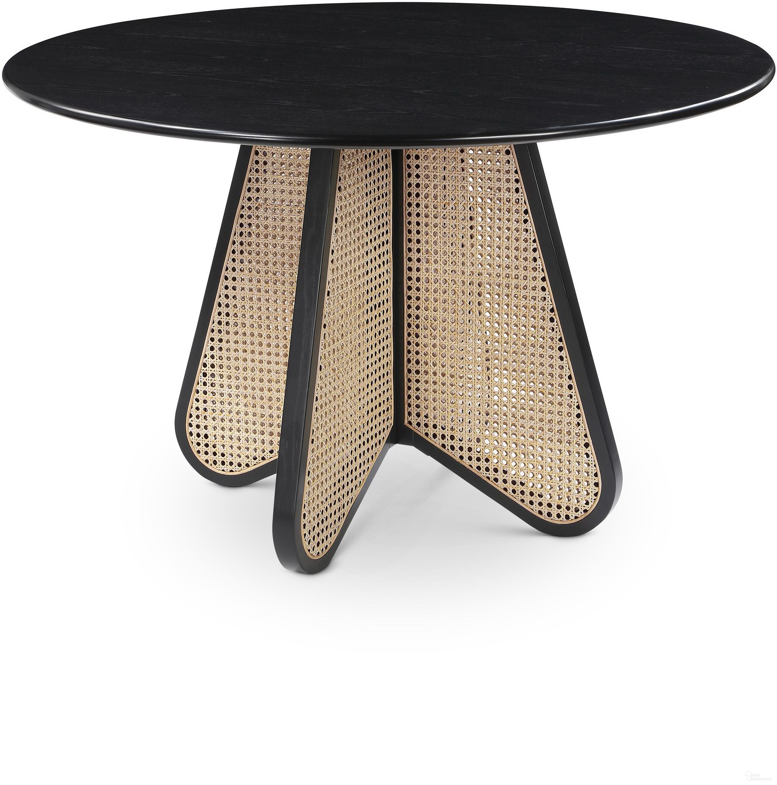 The appearance of Butterfly Dining Table In Black designed by Meridian in the transitional interior design. This black piece of furniture was selected by 1StopBedrooms from Butterfly Collection to add a touch of cosiness and style into your home. Sku: 705Black-T. Table Base Style: Pedestal. Table Top Shape: Round. Material: Rubberwood. Size: 48".