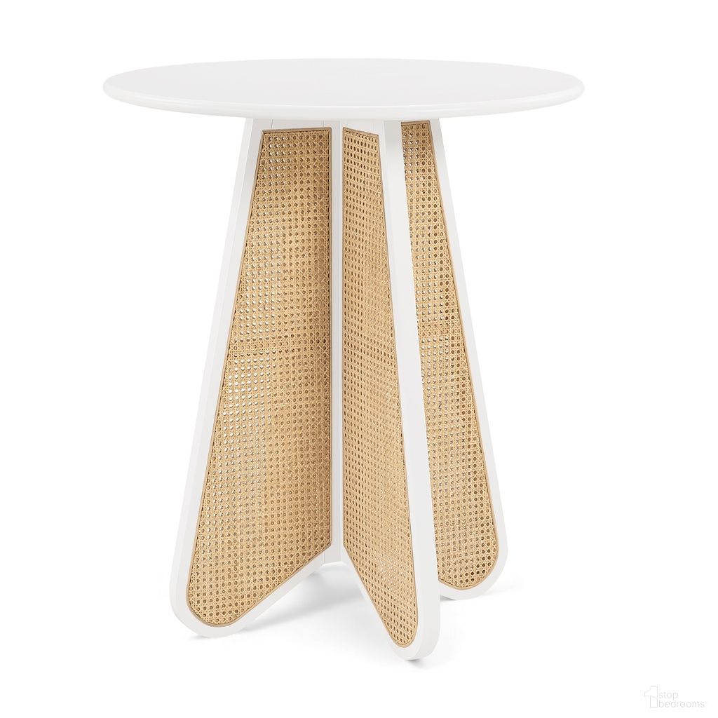 Butterfly Solid Wood and Natural Cane Bar Height Table In White and Natural