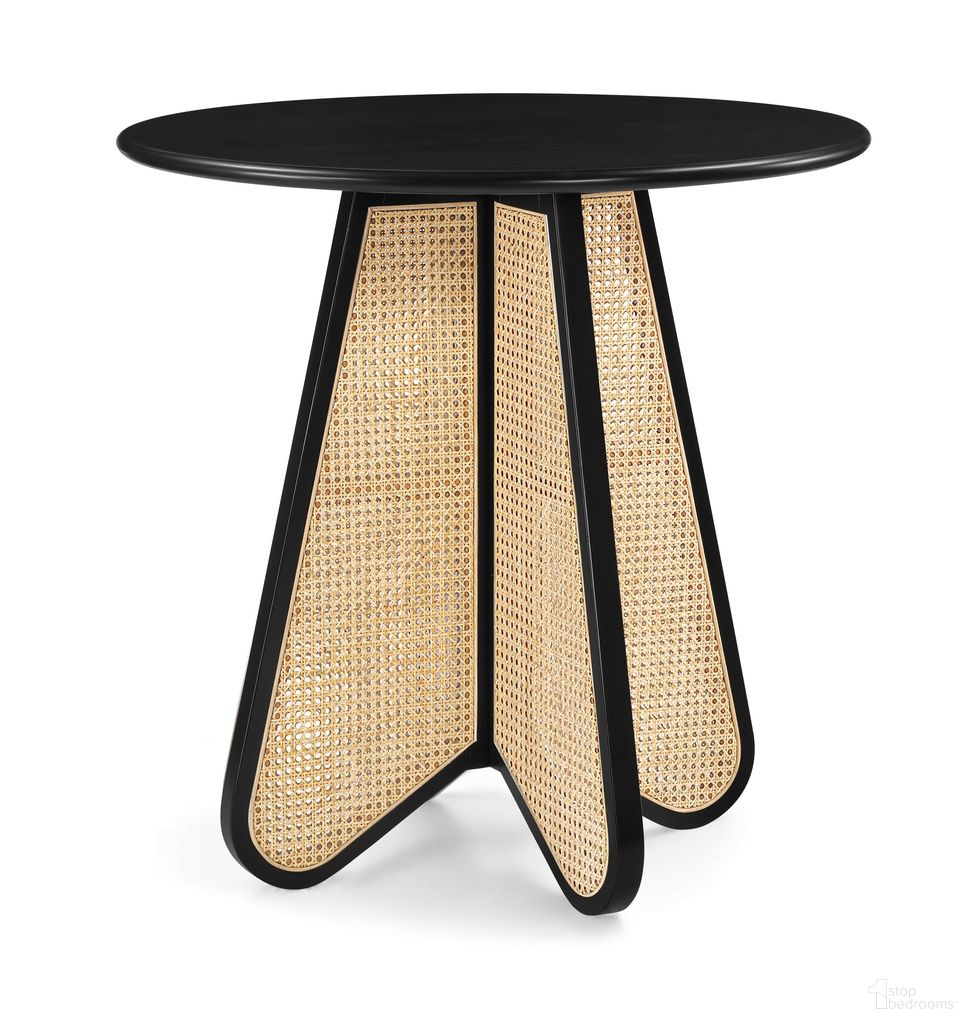 The appearance of Butterfly Solid Wood and Natural Cane Counter Height Table In Black and Natural designed by Meridian in the transitional interior design. This black and natural piece of furniture was selected by 1StopBedrooms from Butterfly Collection to add a touch of cosiness and style into your home. Sku: 791Black-T. Table Base Style: Pedestal. Table Top Shape: Round. Size: 36". Material: Cane.