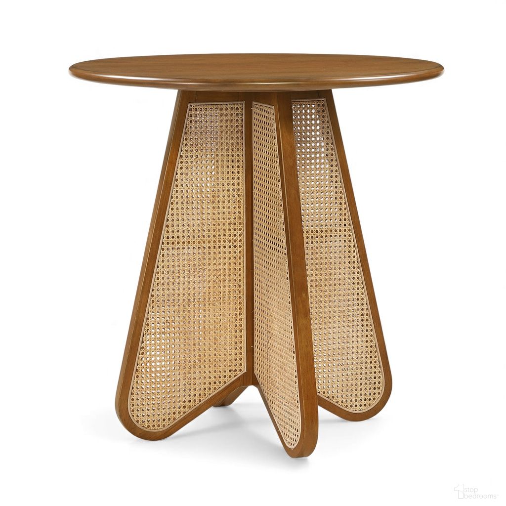 The appearance of Butterfly Solid Wood and Natural Cane Counter Height Table In Brown and Natural designed by Meridian in the transitional interior design. This brown and natural piece of furniture was selected by 1StopBedrooms from Butterfly Collection to add a touch of cosiness and style into your home. Sku: 791Brown-T. Table Base Style: Pedestal. Table Top Shape: Round. Size: 36". Material: Cane.