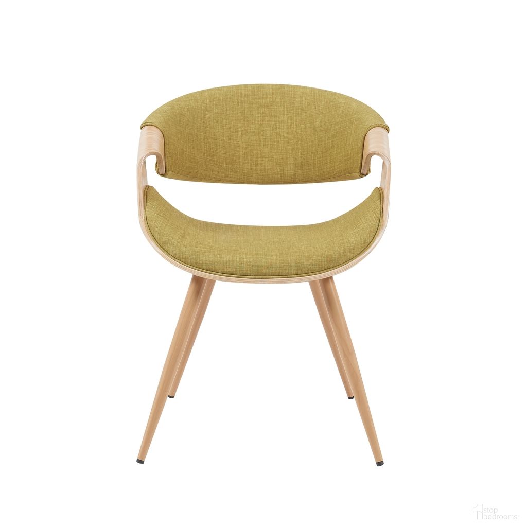 The appearance of Butterfly Upholstered Dining Chair In Green and Oak designed by Armen Living in the transitional interior design. This green/oak piece of furniture was selected by 1StopBedrooms from Butterfly Collection to add a touch of cosiness and style into your home. Sku: LCBUCHPOGN. Material: Polyester. Chair Type: Arm Chair.