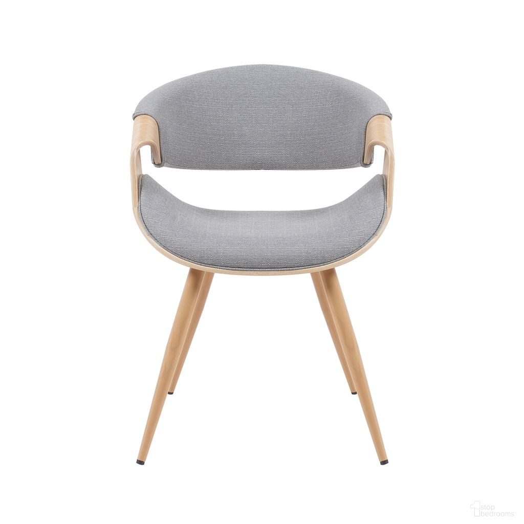 The appearance of Butterfly Upholstered Dining Chair In Grey and Oak designed by Armen Living in the transitional interior design. This grey and oak piece of furniture was selected by 1StopBedrooms from Butterfly Collection to add a touch of cosiness and style into your home. Sku: LCBUCHPOGR. Material: Polyester. Chair Type: Arm Chair.