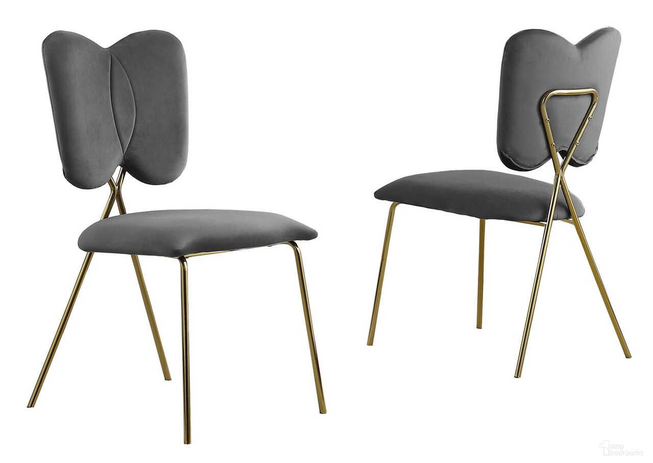 The appearance of Butterfly Winged Side Chairs Set of 4 In Dark Gray Velvet and Gold Chrome Base designed by Best Quality Furniture in the modern / contemporary interior design. This dark gray/gold piece of furniture was selected by 1StopBedrooms from Butterfly Collection to add a touch of cosiness and style into your home. Sku: SC246. Material: Velvet. Chair Type: Side Chair.