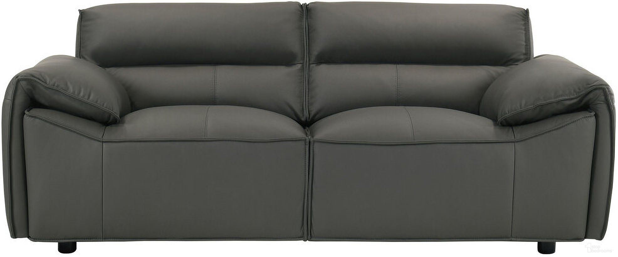 The appearance of Buxton Top Grain Leather Upholstered Loveseat In Graphite designed by Coaster in the modern / contemporary interior design. This graphite piece of furniture  was selected by 1StopBedrooms from Buxton Collection to add a touch of cosiness and style into your home. Sku: 509505. Material: Veneer.