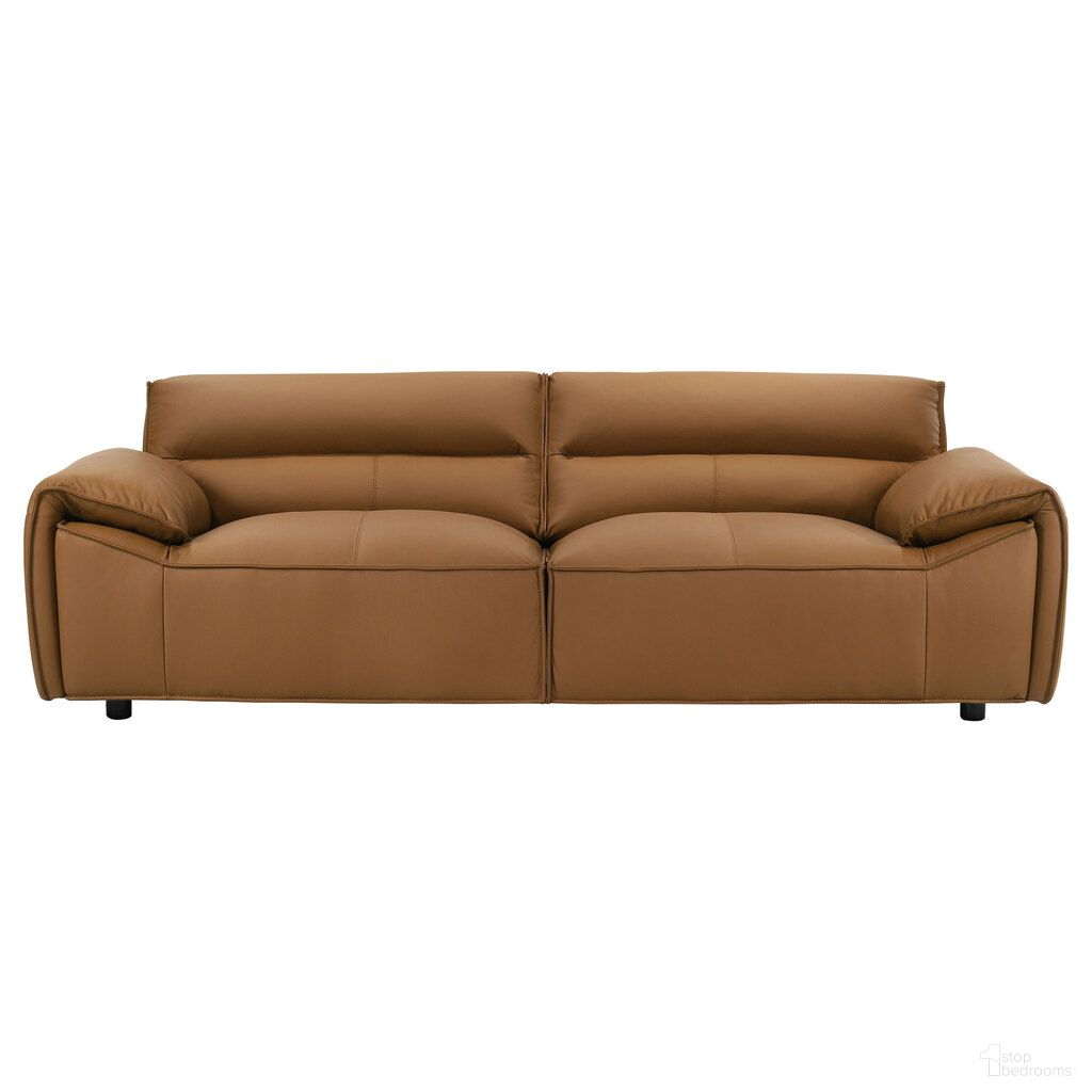 The appearance of Buxton Top Grain Leather Upholstered Sofa In Orange designed by Coaster in the modern / contemporary interior design. This orange piece of furniture was selected by 1StopBedrooms from Buxton Collection to add a touch of cosiness and style into your home. Sku: 509501. Material: Plywood.