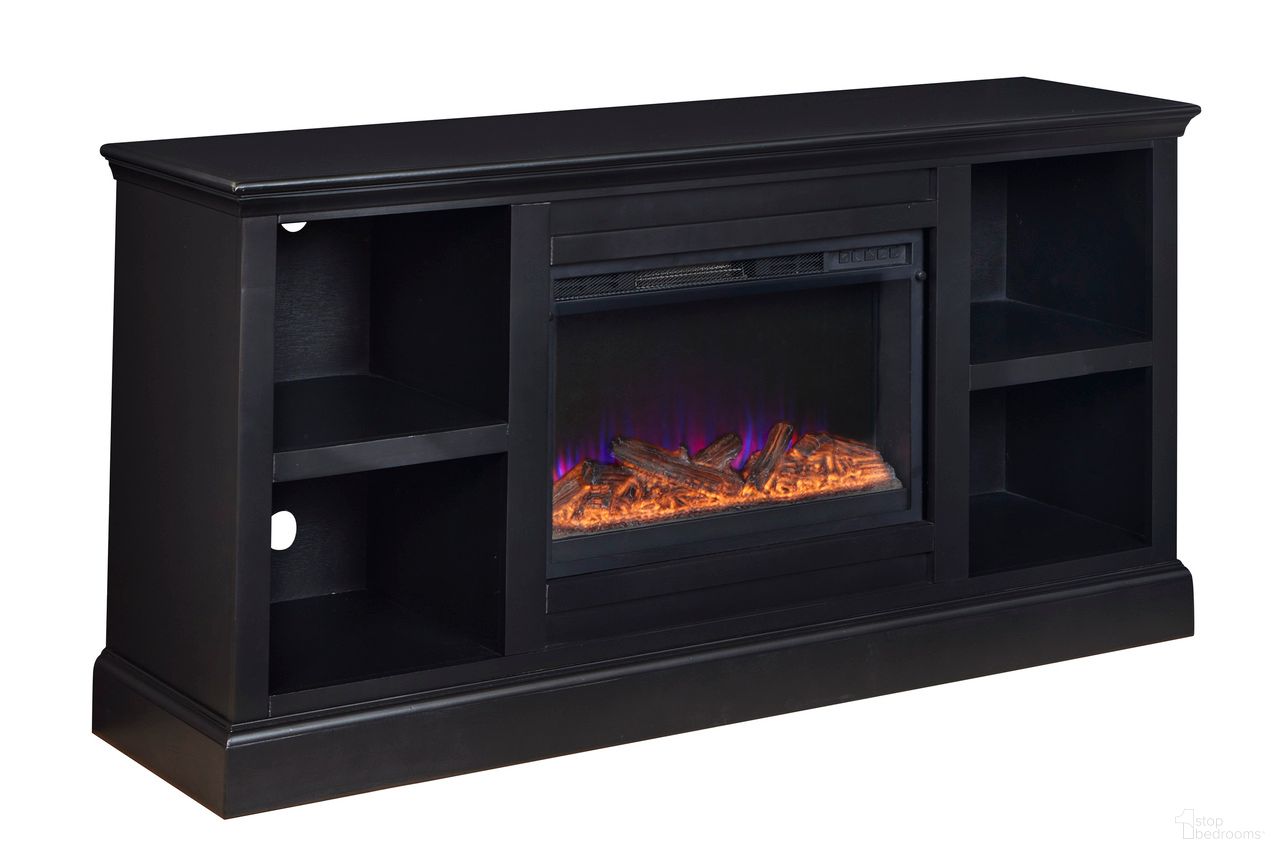 The appearance of Byron 66 Inch Fireplace Console In Black designed by Aspenhome in the traditional interior design. This black piece of furniture  was selected by 1StopBedrooms from Byron Collection to add a touch of cosiness and style into your home. Sku: MBB1940-BLK. Material: Wood.
