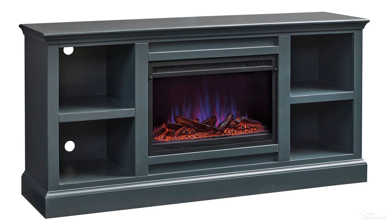 The appearance of Byron 66 Inch Fireplace Console In Malta Blue designed by Aspenhome in the traditional interior design. This blue piece of furniture  was selected by 1StopBedrooms from Byron Collection to add a touch of cosiness and style into your home. Sku: MBB1940-MBL. Material: Wood.