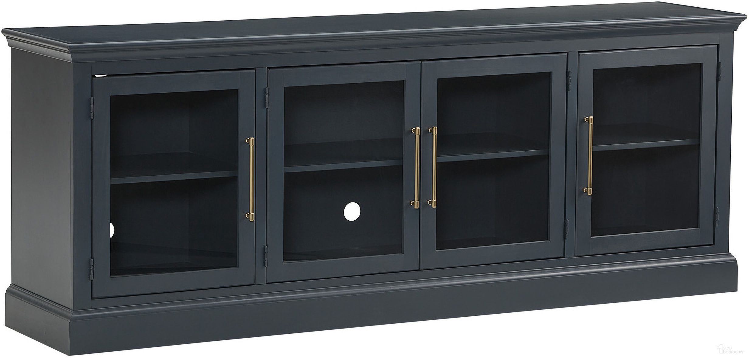 The appearance of Byron 84 Inch Console with 4 Doors In Malta Blue designed by Aspenhome in the traditional interior design. This blue piece of furniture  was selected by 1StopBedrooms from Byron Collection to add a touch of cosiness and style into your home. Sku: MBB1260-MBL. Material: Wood.