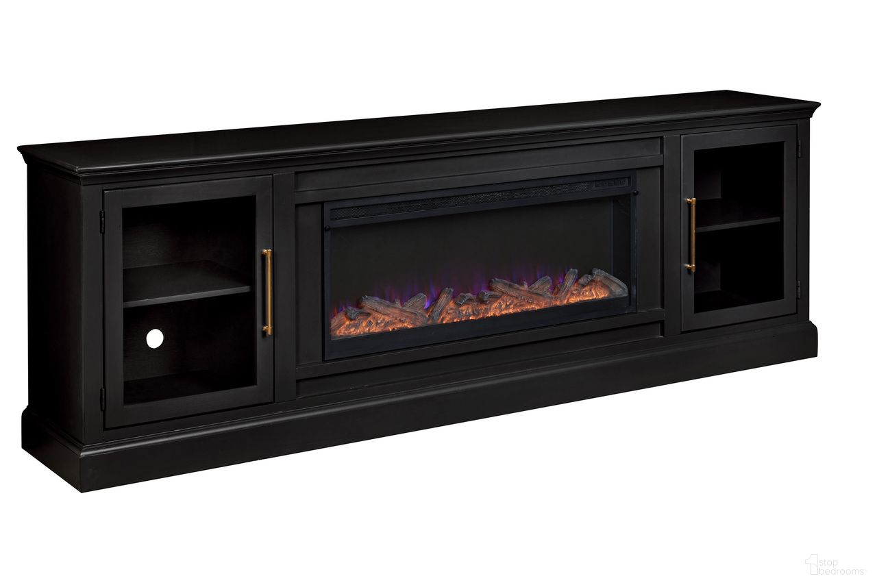 The appearance of Byron 98 Inch Fireplace Console In Black designed by Aspenhome in the traditional interior design. This black piece of furniture  was selected by 1StopBedrooms from Byron Collection to add a touch of cosiness and style into your home. Sku: MBB1970-BLK. Material: Wood.