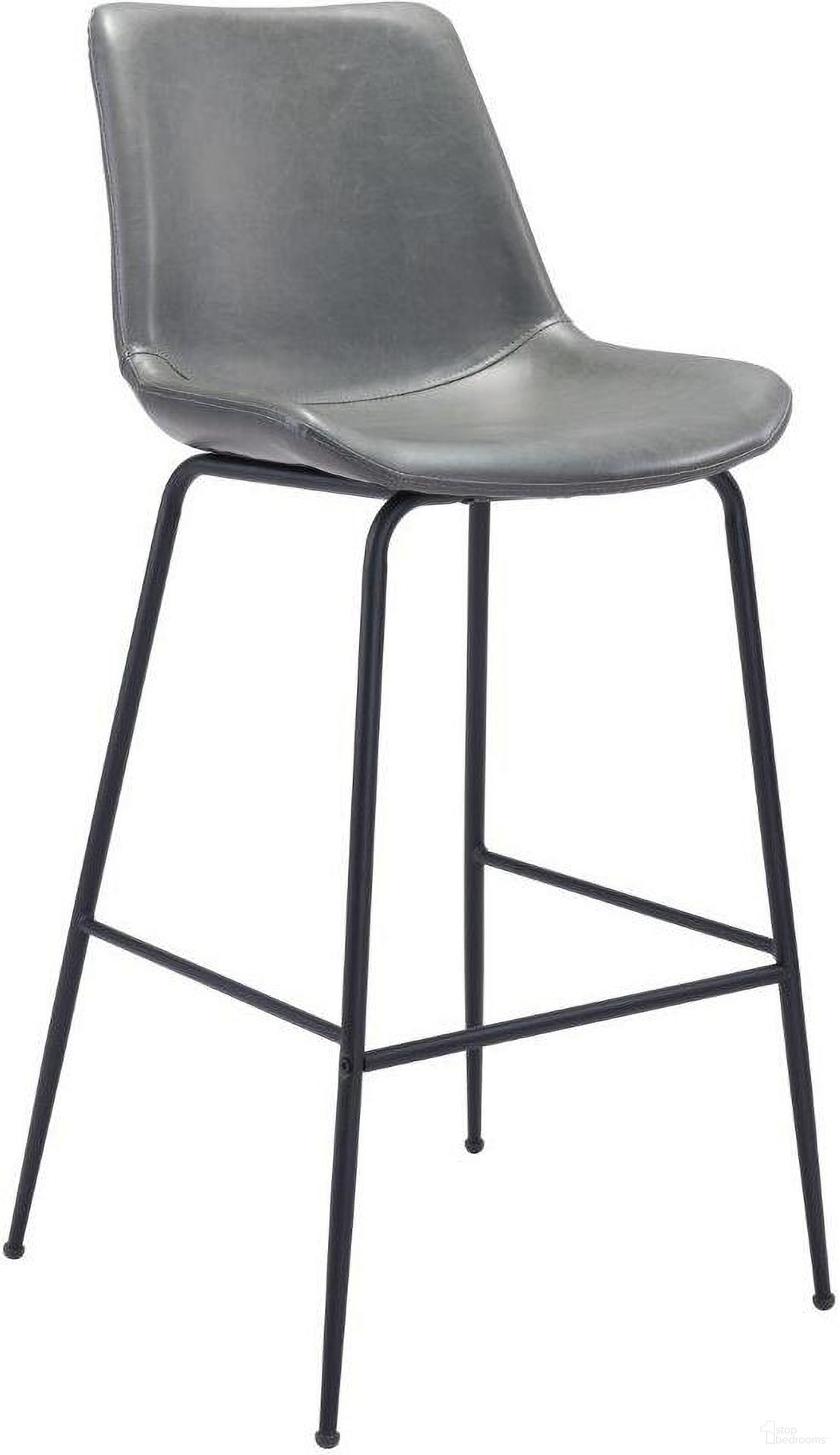 The appearance of Byron Barstool In Gray designed by Zuo Modern in the modern / contemporary interior design. This gray piece of furniture was selected by 1StopBedrooms from Byron Collection to add a touch of cosiness and style into your home. Sku: 101772. Material: Polyurethane.