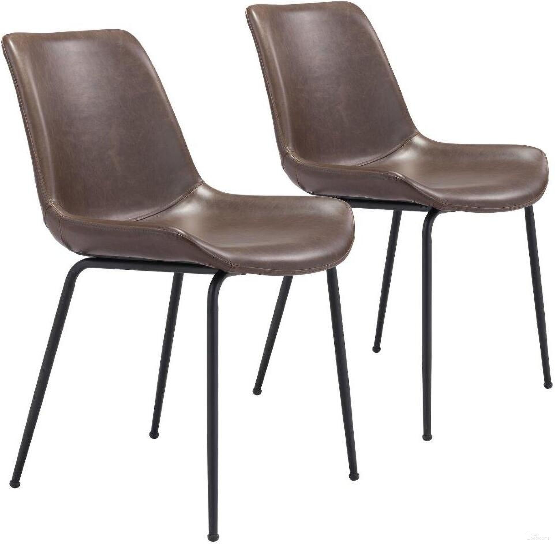 The appearance of Byron Dining Chair Set of 2 In Brown designed by Zuo Modern in the modern / contemporary interior design. This brown piece of furniture was selected by 1StopBedrooms from Byron Collection to add a touch of cosiness and style into your home. Sku: 101777. Material: Polyurethane. Chair Type: Side Chair.