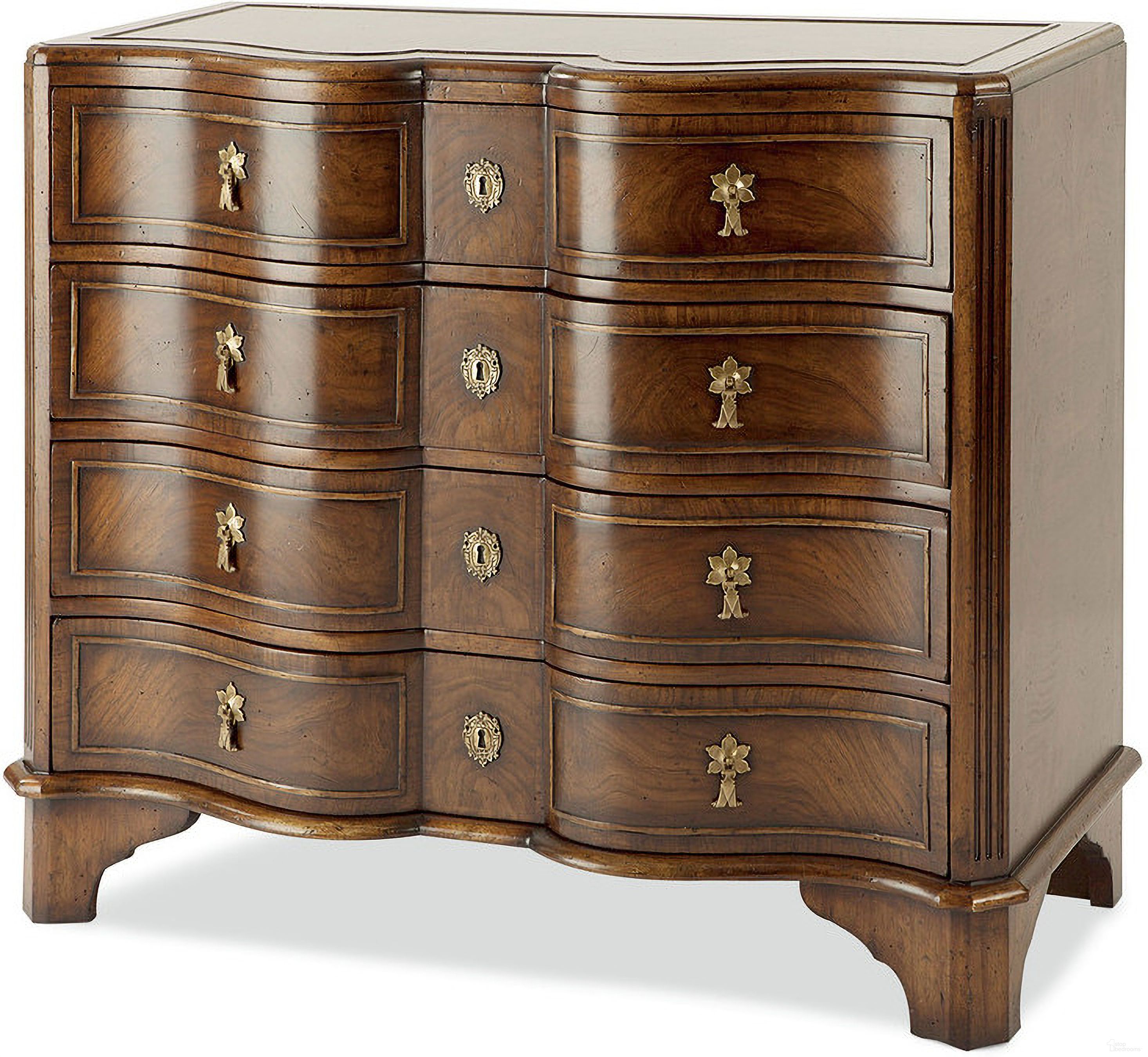 The appearance of Byron Serpentine Chest In Medium Brown designed by Century Furniture in the modern / contemporary interior design. This medium brown piece of furniture  was selected by 1StopBedrooms from Monarch Collection to add a touch of cosiness and style into your home. Sku: MN5543. Material: Acacia Wood.