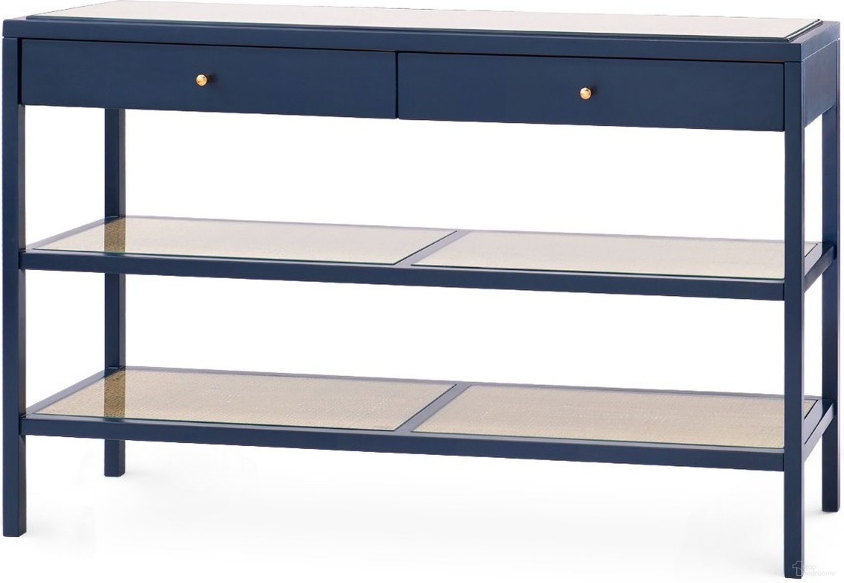 The appearance of Caanan Console In Midnight Blue designed by Villa & House in the transitional interior design. This midnight blue piece of furniture  was selected by 1StopBedrooms from Caanan Collection to add a touch of cosiness and style into your home. Sku: CAA-400-18. Material: Wood.
