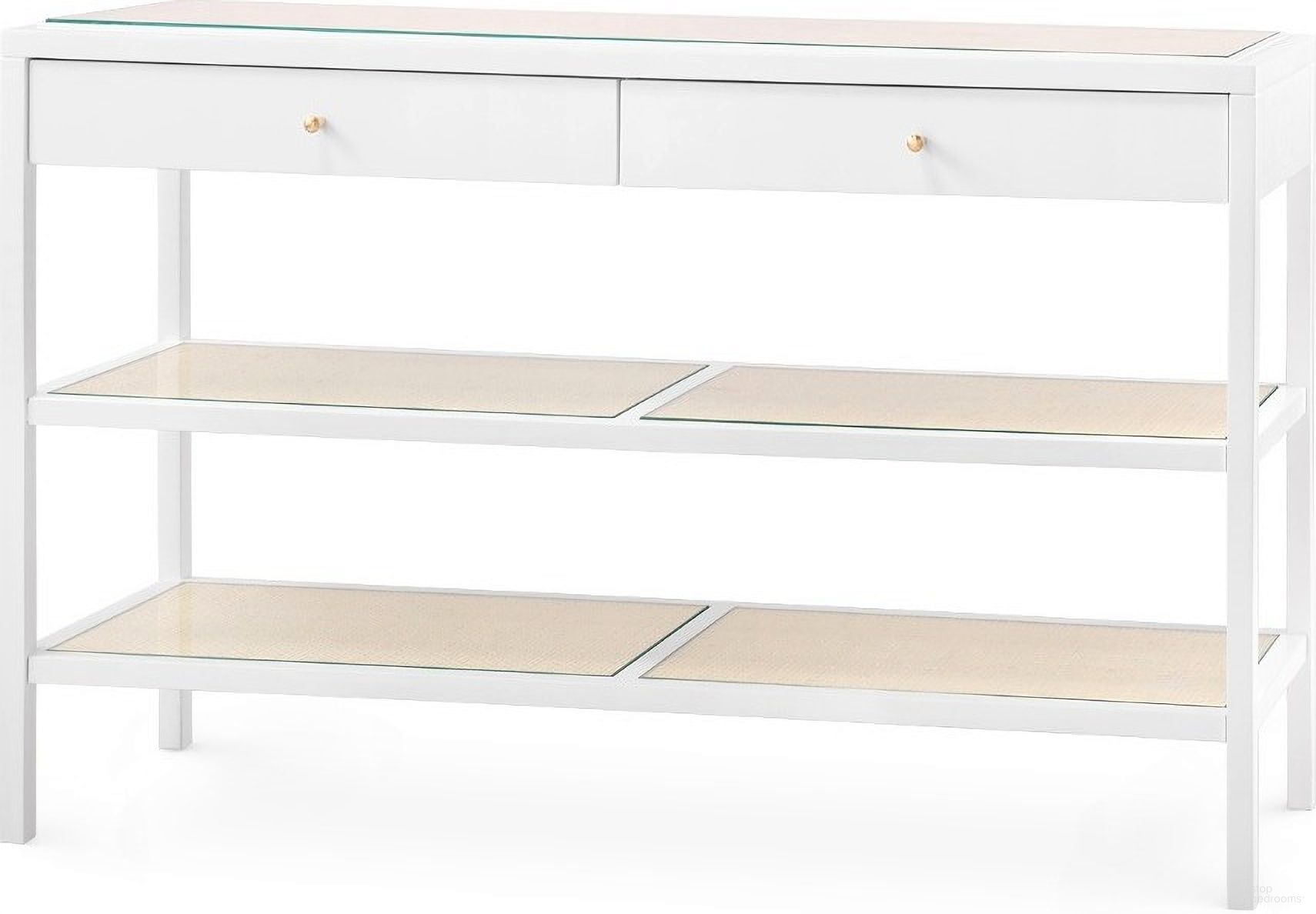 The appearance of Caanan Console In Vanilla designed by Villa & House in the transitional interior design. This vanilla piece of furniture  was selected by 1StopBedrooms from Caanan Collection to add a touch of cosiness and style into your home. Sku: CAA-400-09. Material: Wood.