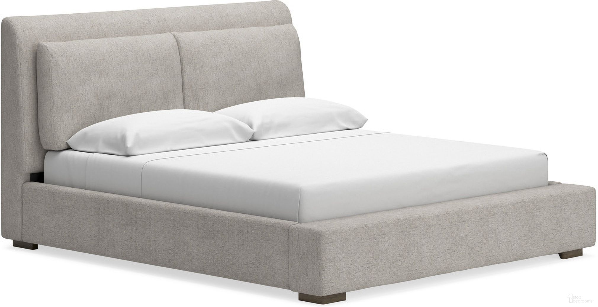 The appearance of Cabalynn California King Upholstered Bed In Light Brown designed by Signature Design by Ashley in the transitional interior design. This light brown piece of furniture was selected by 1StopBedrooms from Cabalynn Collection to add a touch of cosiness and style into your home. Sku: B974-78;B974-95. Material: Fabric. Bed Size: California King. Bed Type: Upholstered Bed.