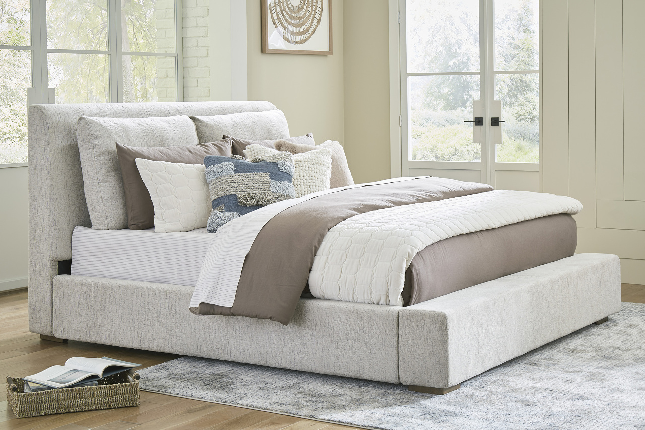 Cabalynn King Upholstered Bed In Light Brown