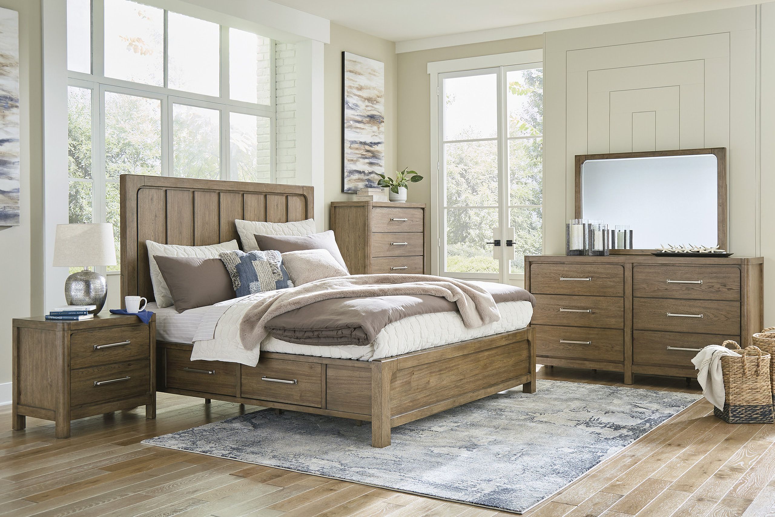 The appearance of Cabalynn Light Brown Panel Storage Bedroom Set designed by Signature Design by Ashley in the transitional interior design. This brown piece of furniture was selected by 1StopBedrooms from Cabalynn Collection to add a touch of cosiness and style into your home. Sku: B974-50;B974-54;B974-57;B974-97S;B974-92. Bed Type: Panel Bed. Material: Wood. Bed Size: Queen.