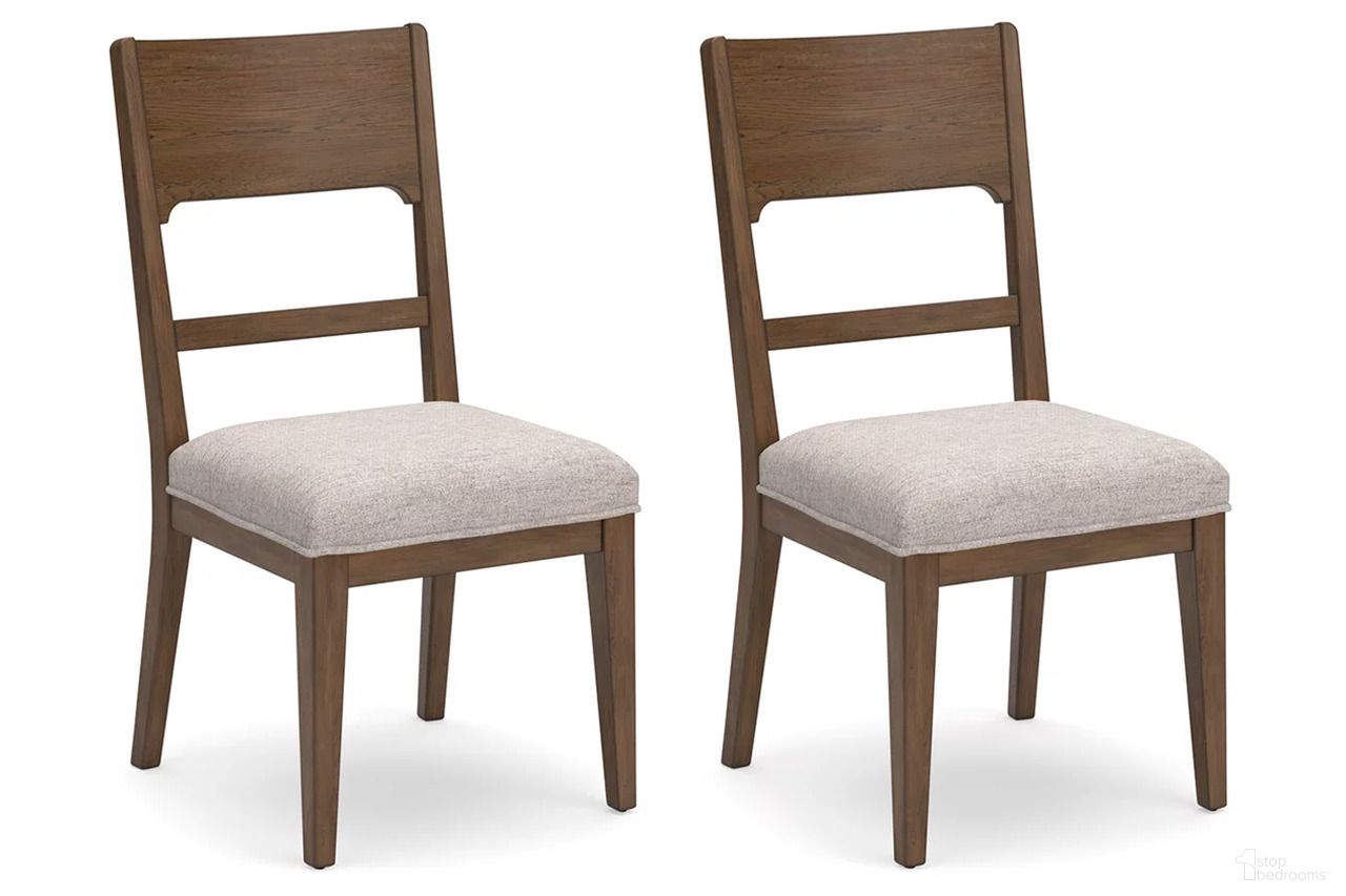 The appearance of Cabalynn Oatmeal And Light Brown Dining Upholstered Side Chair Set of 2 designed by Signature Design by Ashley in the transitional interior design. This oatmeal/light brown piece of furniture was selected by 1StopBedrooms from Cabalynn Collection to add a touch of cosiness and style into your home. Sku: D974-01. Material: Fabric. Chair Type: Side Chair.