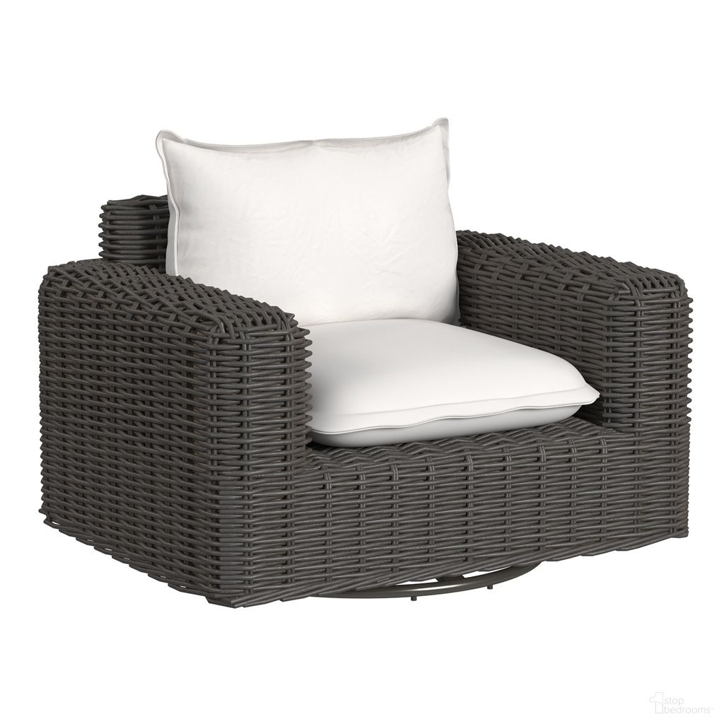 The appearance of Cabo Oversized Swivel Club Chair in Soothe Pearl designed by Sunset West in the transitional interior design. This soothe pearl piece of furniture was selected by 1StopBedrooms from Cabo Collection to add a touch of cosiness and style into your home. Sku: SW8001-215S-PR-STKIT. Material: Resin Wicker.