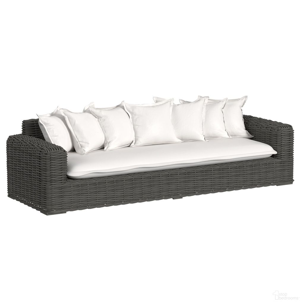 The appearance of Cabo Sofa in Soothe Pearl designed by Sunset West in the transitional interior design. This soothe pearl piece of furniture was selected by 1StopBedrooms from Cabo Collection to add a touch of cosiness and style into your home. Sku: SW8001-23-PRL-STKIT. Material: Resin Wicker.
