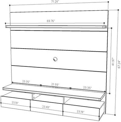 Manhattan Comfort | Cabrini 1.8 Floating Wall Theater Entertainment Center in Black Gloss & Black Matte