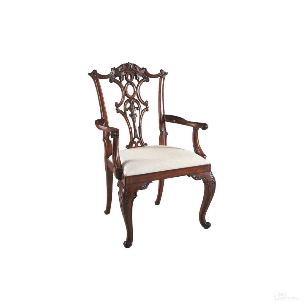 Cabriole Arm Chair In Mahogany and Caramel