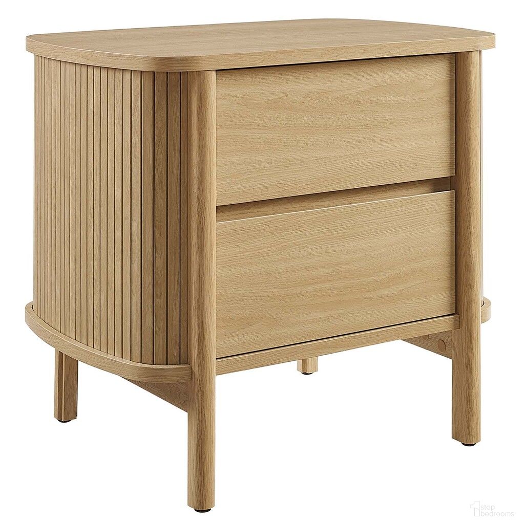 The appearance of Cadence 2 Drawer Nightstand In Oak designed by Modway in the modern / contemporary interior design. This oak piece of furniture  was selected by 1StopBedrooms from Cadence Collection to add a touch of cosiness and style into your home. Sku: MOD-7158-OAK. Material: MDF.