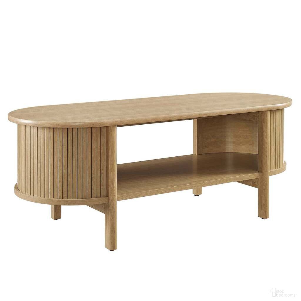 The appearance of Cadence Coffee Table In Oak designed by Modway in the transitional interior design. This oak piece of furniture was selected by 1StopBedrooms from Cadence Collection to add a touch of cosiness and style into your home. Sku: EEI-6837-OAK. Material: MDF.