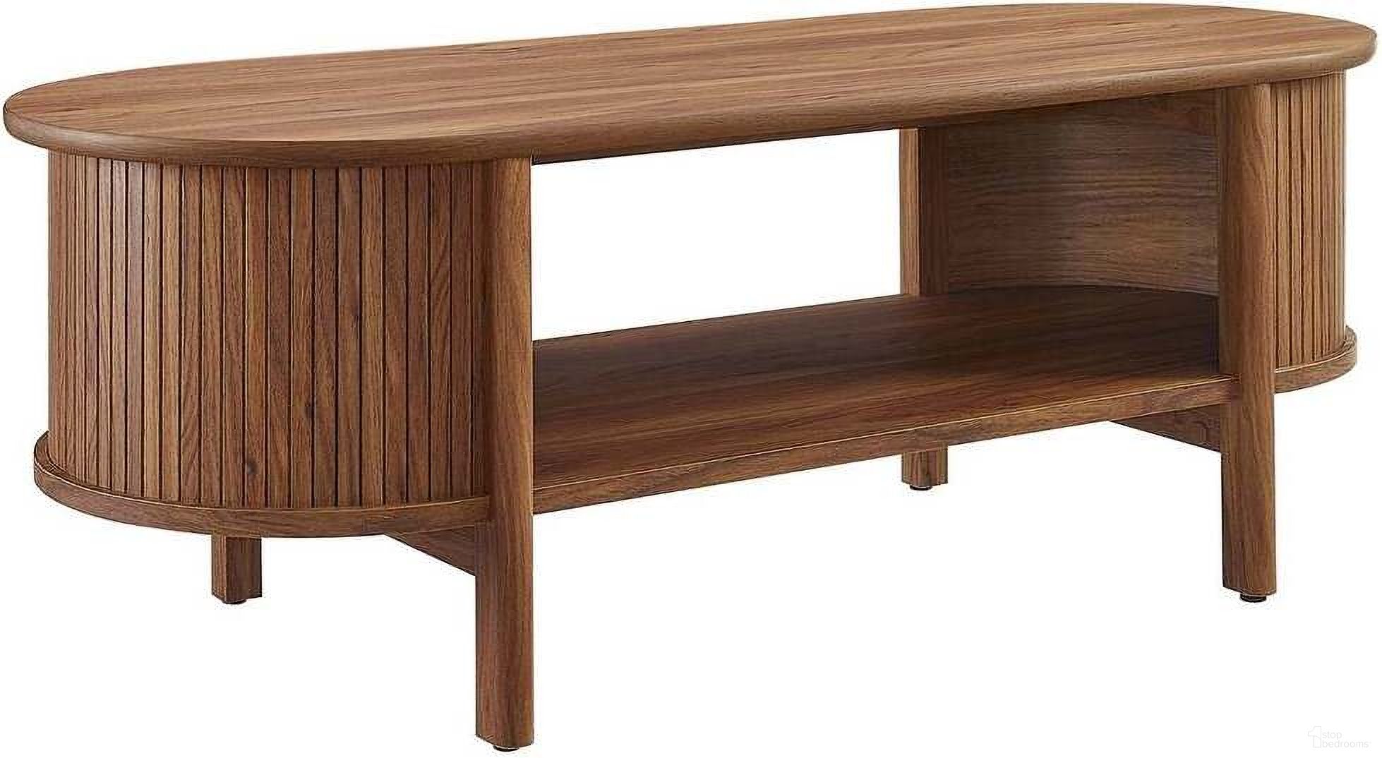 The appearance of Cadence Coffee Table In Walnut designed by Modway in the transitional interior design. This walnut piece of furniture  was selected by 1StopBedrooms from Cadence Collection to add a touch of cosiness and style into your home. Sku: EEI-6837-WAL. Material: MDF.