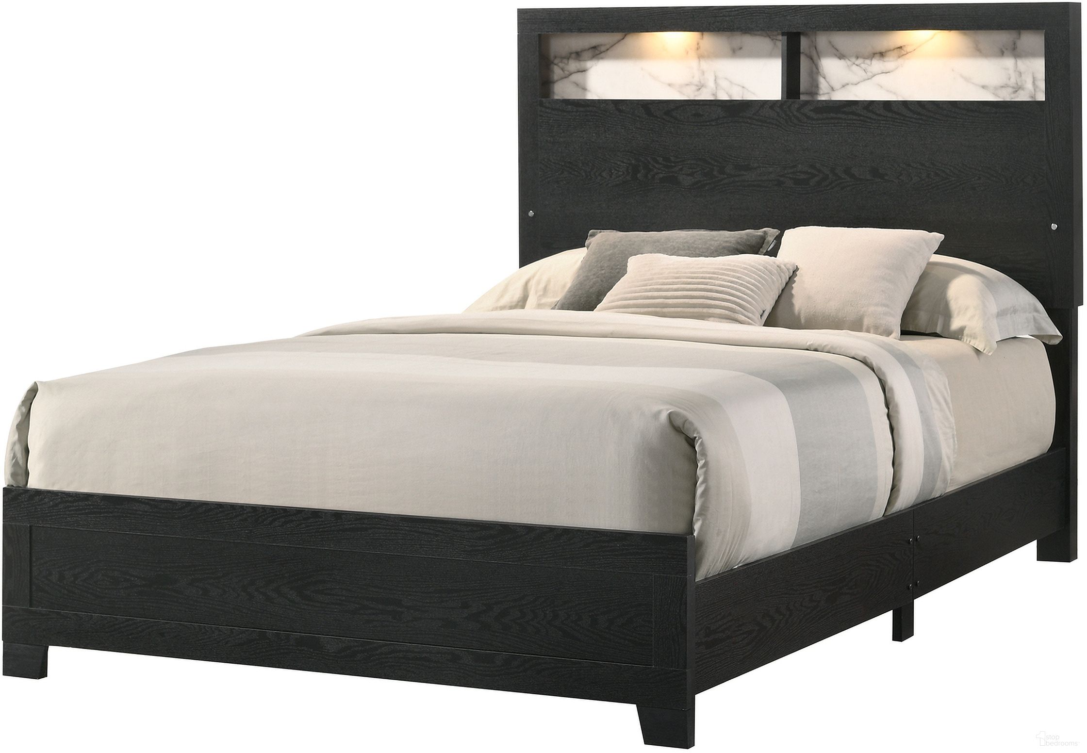 The appearance of Cadence Queen Bed In Black designed by Crown Mark in the transitional interior design. This black piece of furniture was selected by 1StopBedrooms from Cadence Collection to add a touch of cosiness and style into your home. Sku: B4510-Q-BED. Bed Size: Queen. Material: MDF.