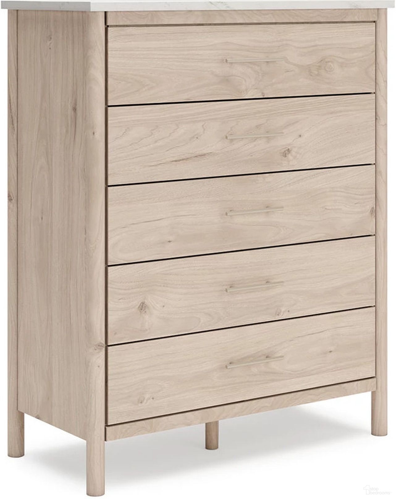The appearance of Cadmori Chest of Drawers In Two-tone designed by Signature Design by Ashley in the transitional interior design. This two-tone piece of furniture  was selected by 1StopBedrooms from Cadmori Collection to add a touch of cosiness and style into your home. Sku: B2615-345. Material: Marble.