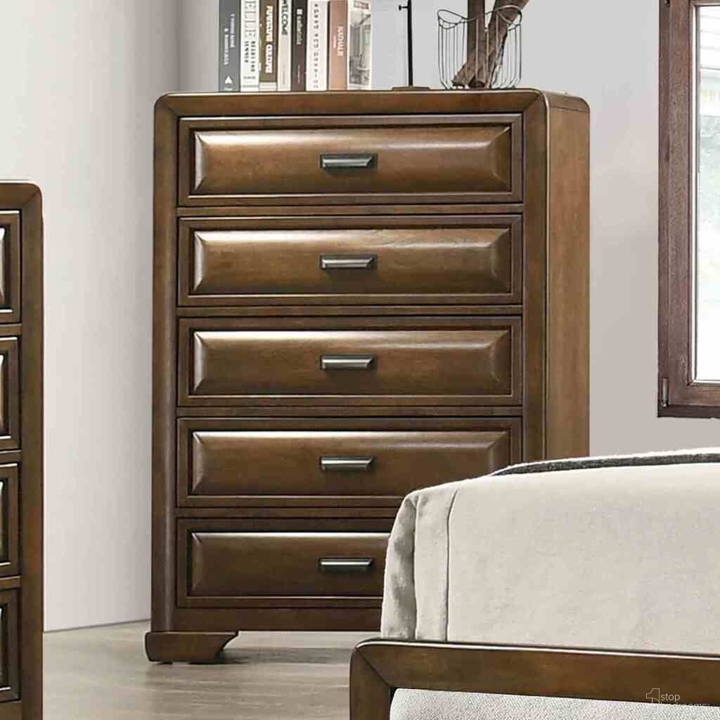 The appearance of Caerwys Chest In Brown designed by Furniture of America in the transitional interior design. This brown piece of furniture was selected by 1StopBedrooms from Caerwys Collection to add a touch of cosiness and style into your home. Sku: FM7231BR-C. Material: Solid Wood.