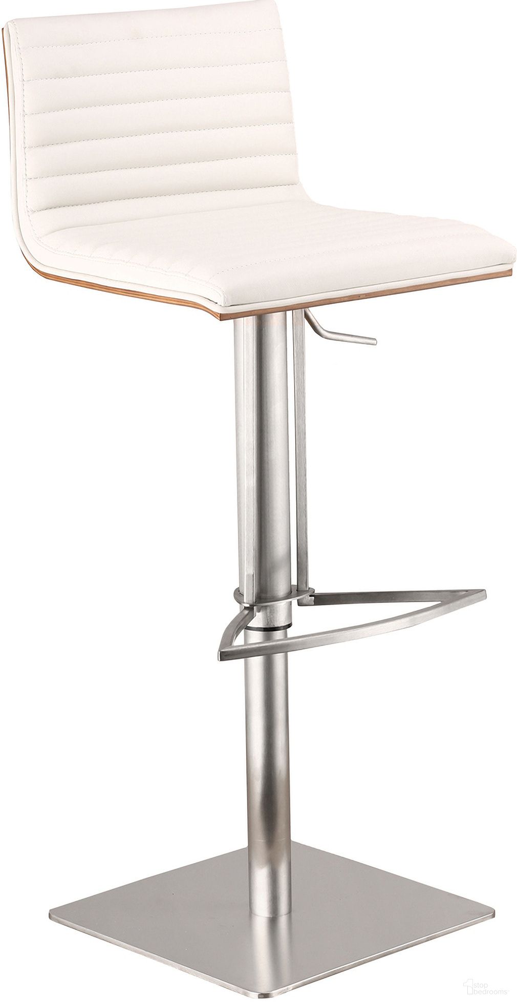 The appearance of Cafe Adjustable Height Swivel White Faux Leather and Walnut Bar Stool with Brushed Stainless Steel Base designed by Armen Living in the modern / contemporary interior design. This white piece of furniture was selected by 1StopBedrooms from Cafe Collection to add a touch of cosiness and style into your home. Sku: LCCASWBAWHB201. Material: Stainless Steel.