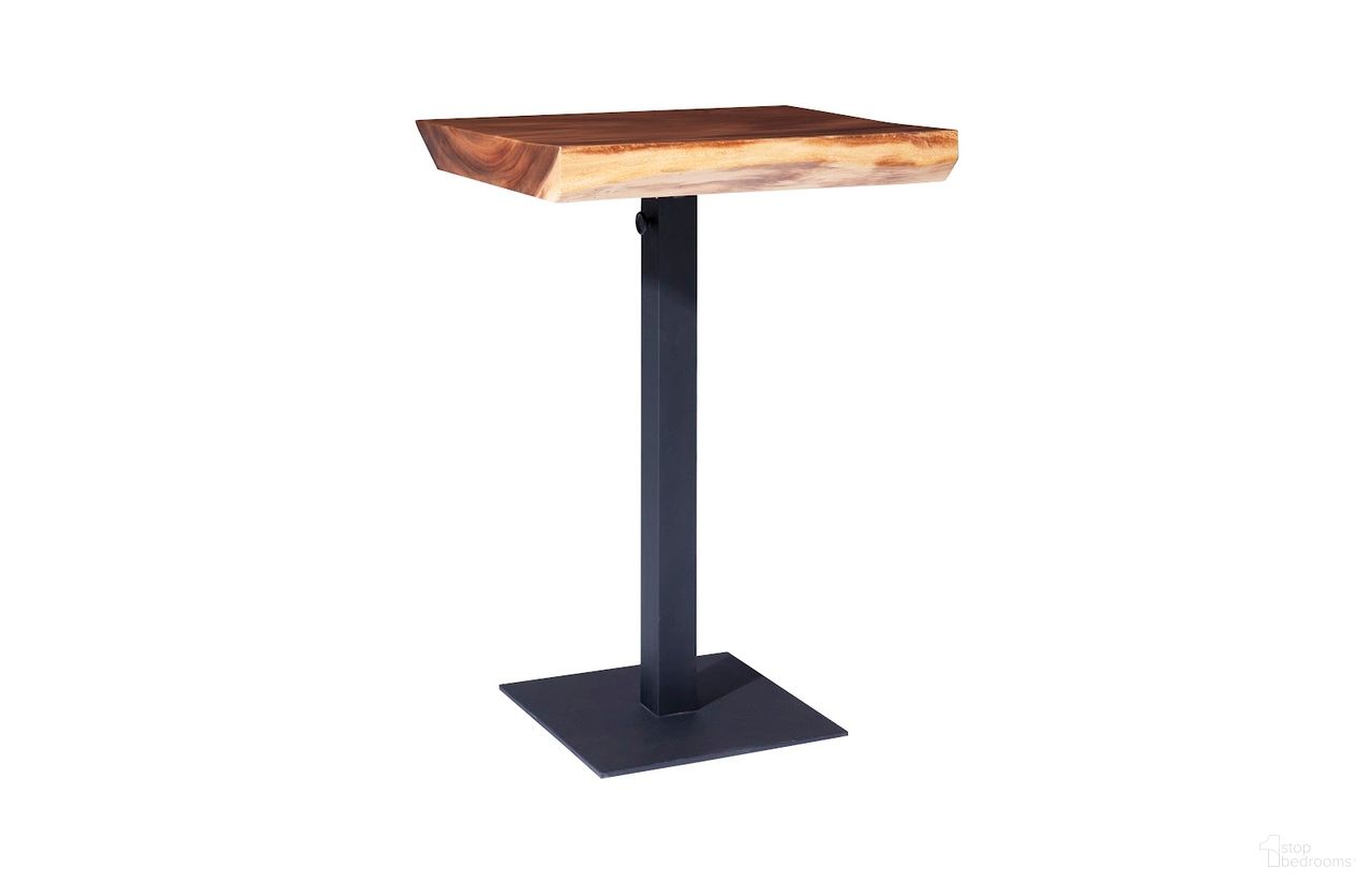 The appearance of Cafe Bar Table with Chamcha Wood Top and Metal Legs In Black and Natural designed by Phillips Collection in the rustic / southwestern interior design. This black and natural piece of furniture was selected by 1StopBedrooms from to add a touch of cosiness and style into your home. Sku: TH101823. Material: Solid Wood.