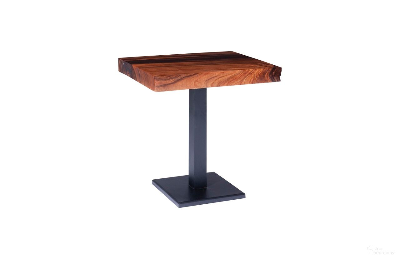 The appearance of Cafe Dining Table with Chamcha Wood Top and Metal Legs In Black and Natural designed by Phillips Collection in the rustic / southwestern interior design. This black and natural piece of furniture  was selected by 1StopBedrooms from  to add a touch of cosiness and style into your home. Sku: TH101822. Table Base Style: Pedestal. Table Top Shape: Rectangular. Material: Solid Wood. Size: 30" x 24".