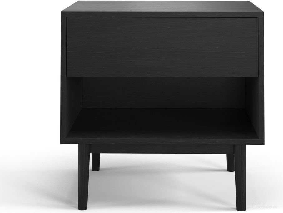 The appearance of Caffrey One-Drawer Nightstand In Black designed by Aeon in the modern / contemporary interior design. This black piece of furniture was selected by 1StopBedrooms from Hej Collection to add a touch of cosiness and style into your home. Sku: AE3334-Black. Material: Wood.