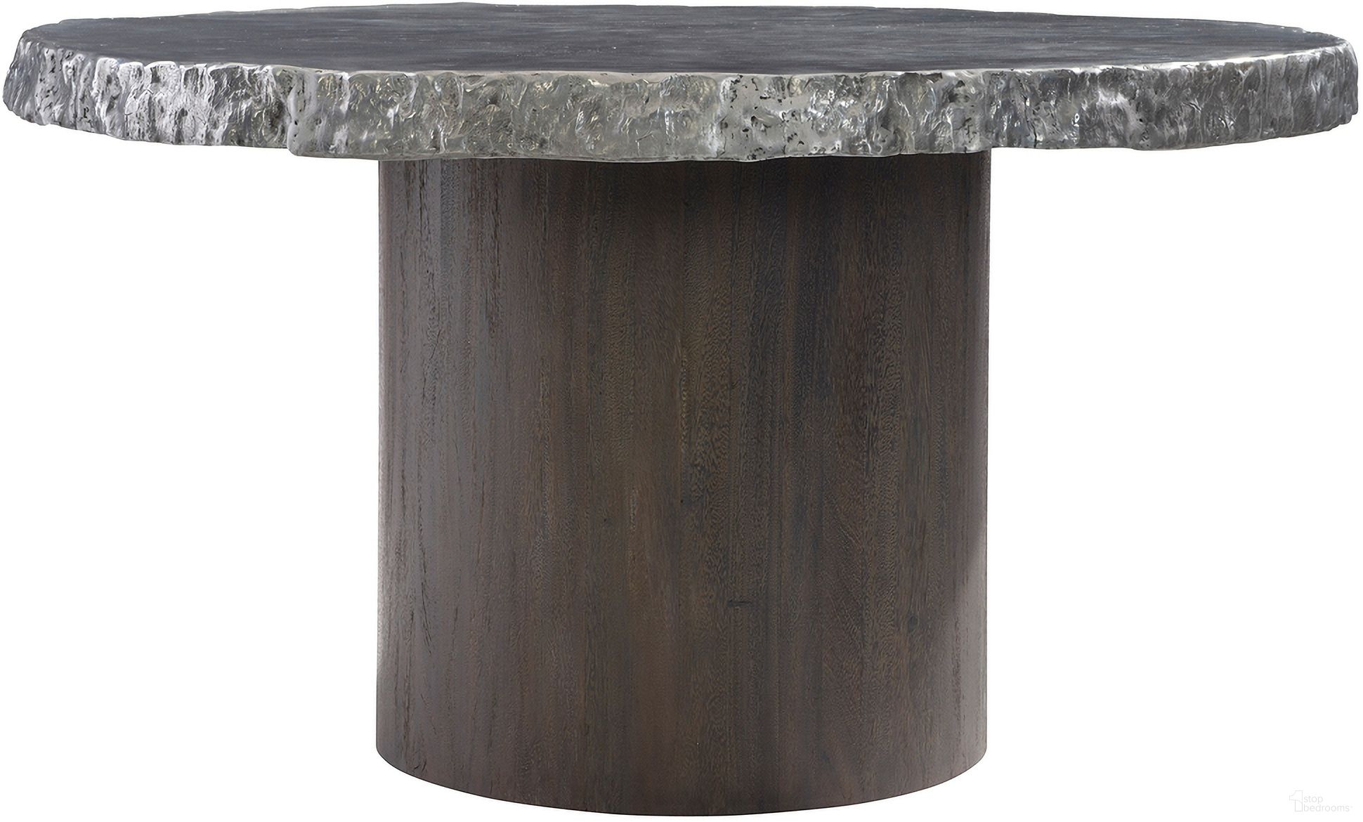 The appearance of Cahill Round Dining Table designed by Bernhardt in the modern / contemporary interior design. This gray brown piece of furniture  was selected by 1StopBedrooms from Cahill Collection to add a touch of cosiness and style into your home. Sku: 301272;301273. Table Base Style: Pedestal. Table Top Shape: Round. Material: Wood. Size: 54".